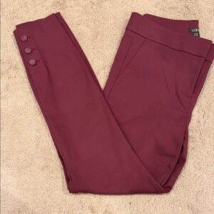 LOFT Maroon Trousers with Button Detail